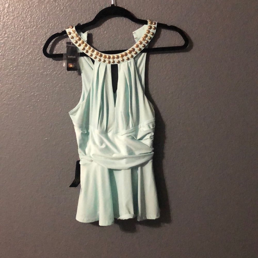 Tiffany blue Bebe studded top